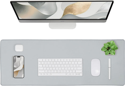 Waterproof Large Gaming Mouse Pad with Durable Stitched Edges，Non-Slip Rubber Base, Mouse Mat Desk Pad for Home Office Gaming, 35.4”X15.7”X0.12”, Gray